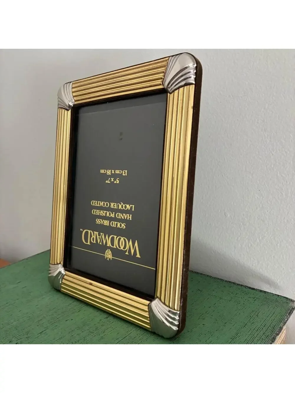 Woodward Solid Brass Picture Frame 5x7 Art Deco Gold Silver Tone Vintage